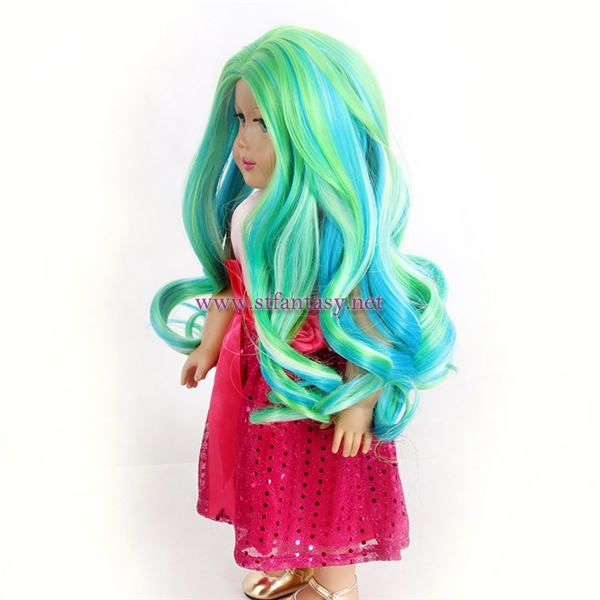 Cheap Doll Wig Water Wave Lovely Exclusive Style 15inch 160g High-End Synthetic American Girl Doll Wig Made In China