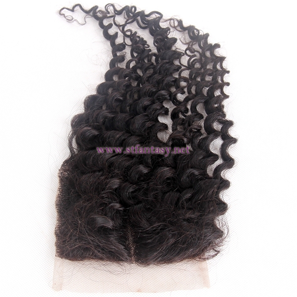 100% Peruvian Human Hair Wholesale 4x4 16" Deep Curl Natural Lace Frontal Closures In China With Bundles