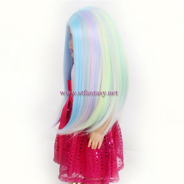 11inch Cap Size Luxurious Playful Natural Rainbow High-End Heat Resistant Synthetic Hair Wig For 18inch American Girl Doll