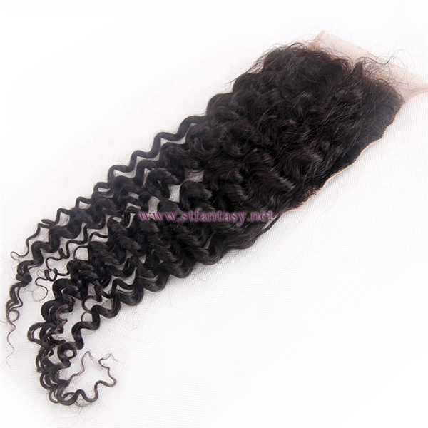 100% Peruvian Human Hair Wholesale 4x4 16" Deep Curl Natural Lace Frontal Closures In China With Bundles