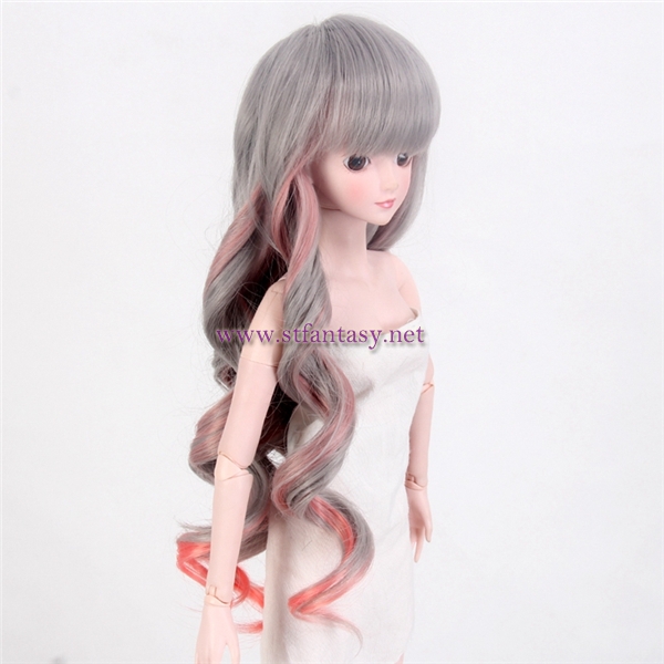 Synthetic Hair Costume Grey Blend Red Long Body Wave Japanese Bjd Sd Blythe American Girl Doll Wigs Wholesale Brisbane