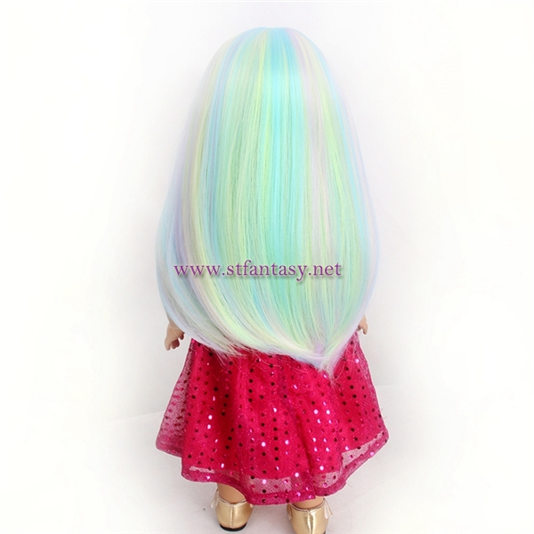 11inch Cap Size Luxurious Playful Natural Rainbow High-End Heat Resistant Synthetic Hair Wig For 18inch American Girl Doll