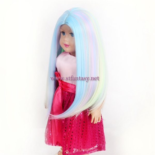11inch Cap Size Luxurious Playful Natural Rainbow High-End Heat Resistant Synthetic Hair Wig For 18inch American Girl Doll