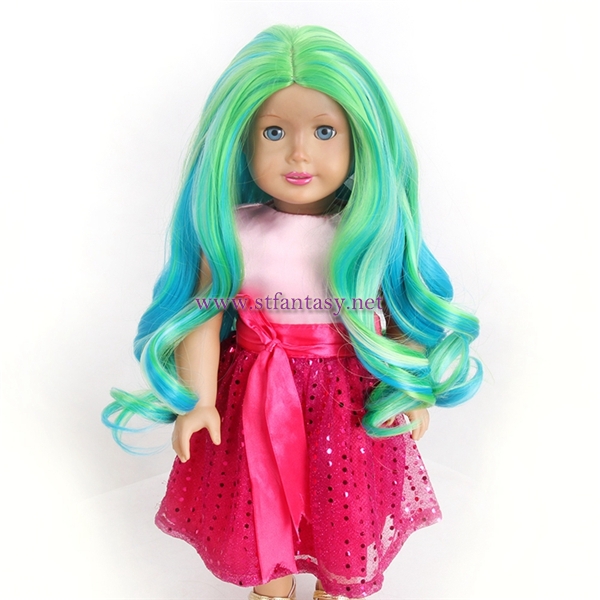 Cheap Doll Wig Water Wave Lovely Exclusive Style 15inch 160g High-End Synthetic American Girl Doll Wig Made In China
