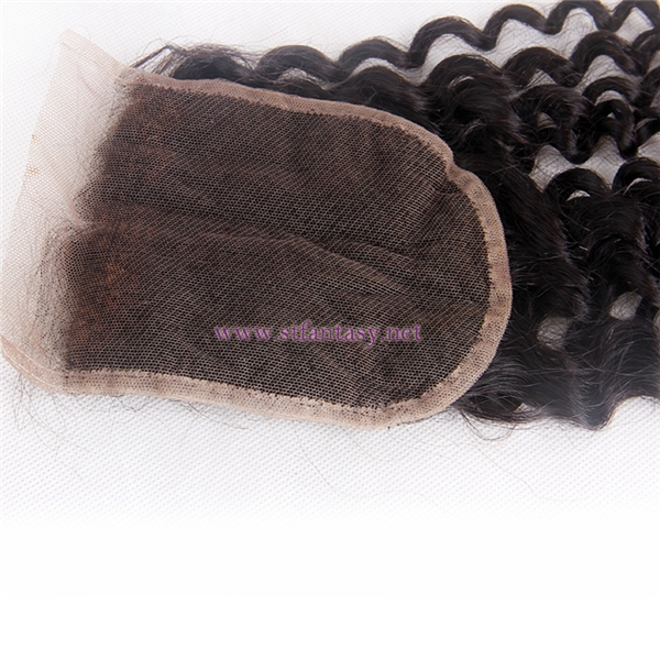 100% Peruvian Human Hair Wholesale 4x4 16" Deep Curl Natural Lace Frontal Closures In China With Bundles