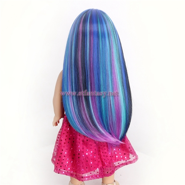 Doll Wig Wholesaler In China High Quality Synthetic Blue Green Purple Yellow Mixed 15inch Doll Wigs For American Girl Doll