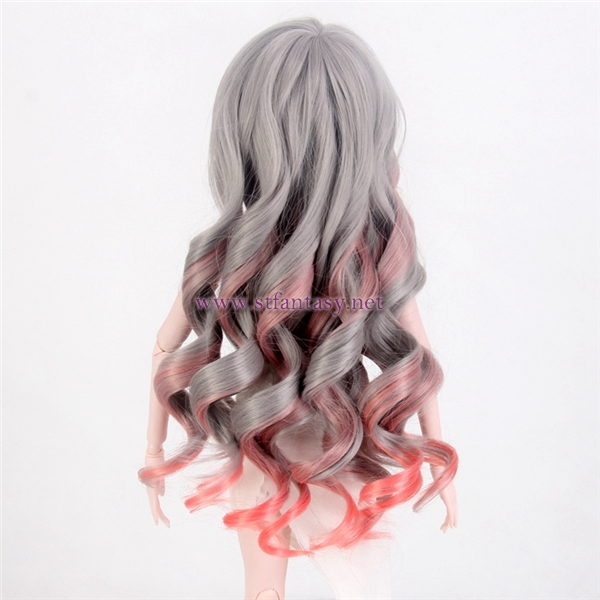 Synthetic Hair Costume Grey Blend Red Long Body Wave Japanese Bjd Sd Blythe American Girl Doll Wigs Wholesale Brisbane