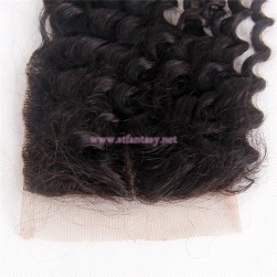100% Peruvian Human Hair Wholesale 4x4 16" Deep Curl Natural Lace Frontal Closures In China With Bundles