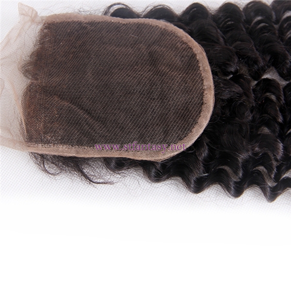 100 Indain Unprocessed Virgin Human Hair 4x4 18" Deep Curl Natural  Lace Frontal Closures Made In China