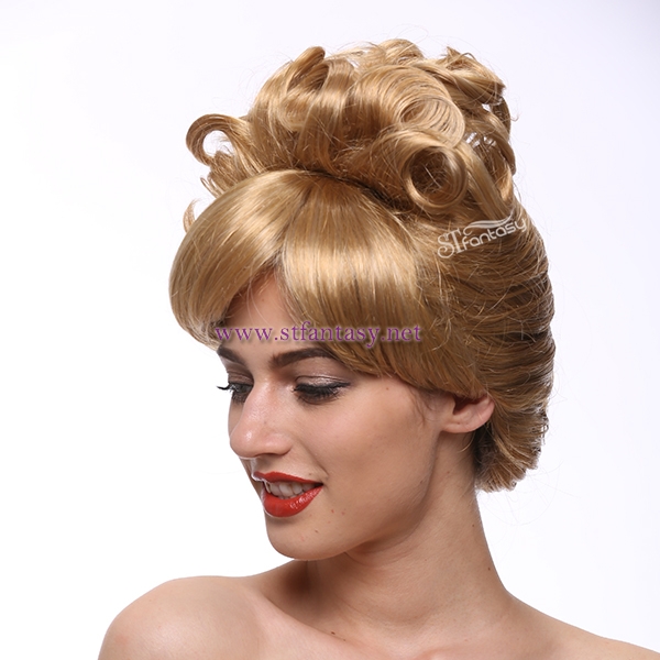 Synthetic Hair Wholesale Hot Sale 14inch Golden Cinderella Beehive Cosplay Party Wigs