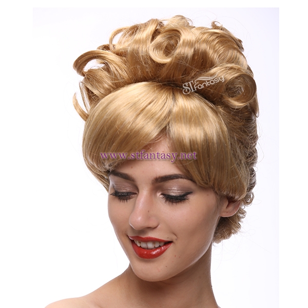 Synthetic Hair Wholesale Hot Sale 14inch Golden Cinderella Beehive Cosplay Party Wigs