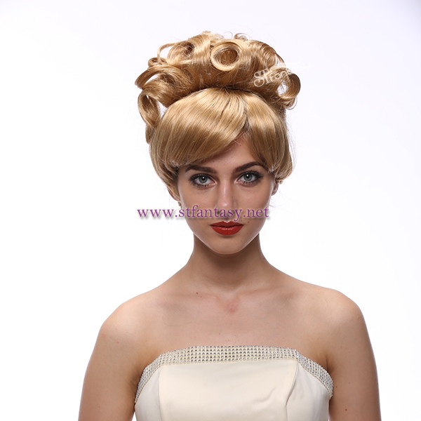 Synthetic Hair Wholesale Hot Sale 14inch Golden Cinderella Beehive Cosplay Party Wigs