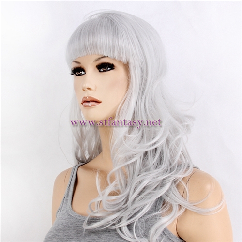 Long Curly Grey Hair Synthetic Wig Manufacture Of Barrister Wig