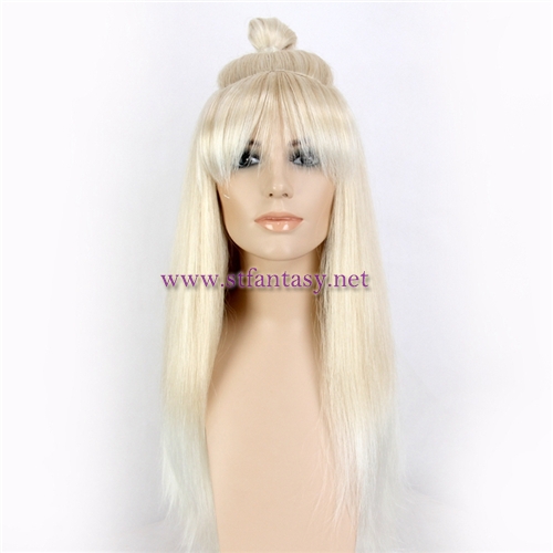 Chinese Wig Exporters Blonde Women Synthetic Hair Long Wigs With Bun