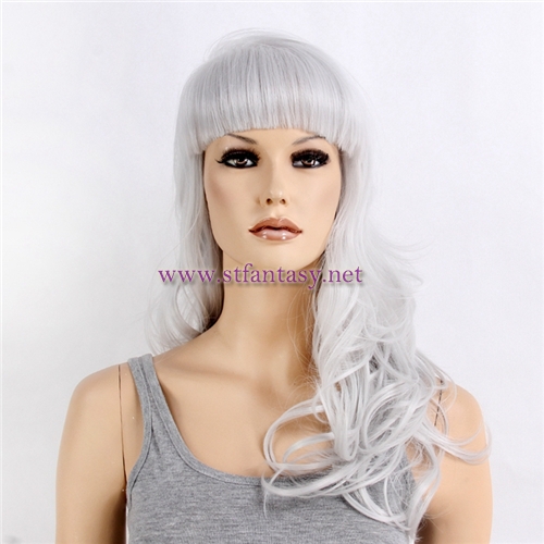 Long Curly Grey Hair Synthetic Wig Manufacture Of Barrister Wig