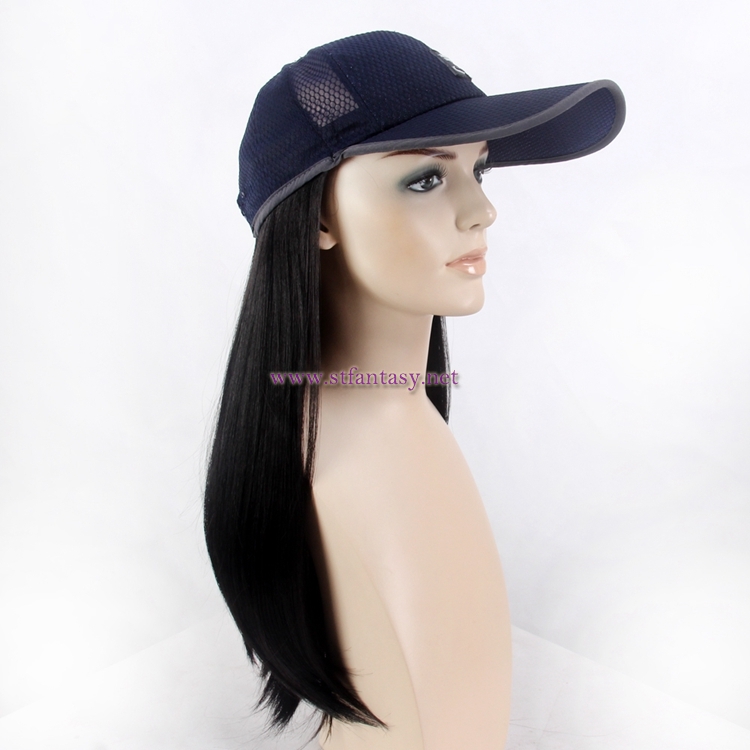 Synthetic Hair Wig From China Wholesale Long Black Straight Hat Wig For Bald Women