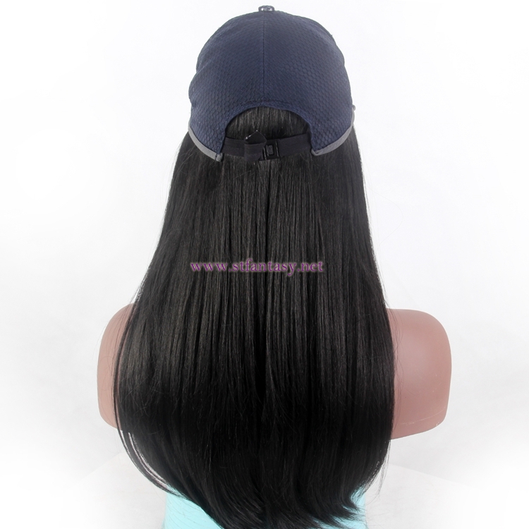 Wholesale Bald Wigs Natural Looking Long Black Synthetic Hair Hat Wig For Black Women