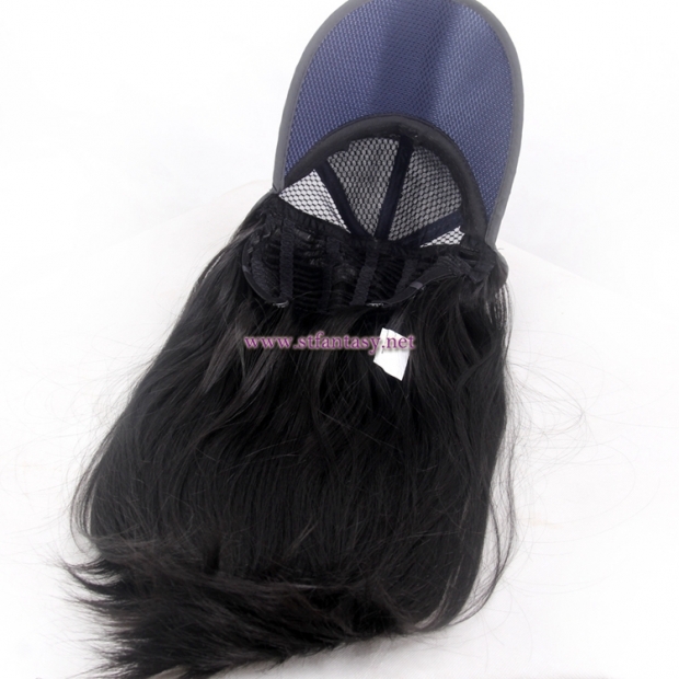 Wholesale Bald Wigs Natural Looking Long Black Synthetic Hair Hat Wig For Black Women