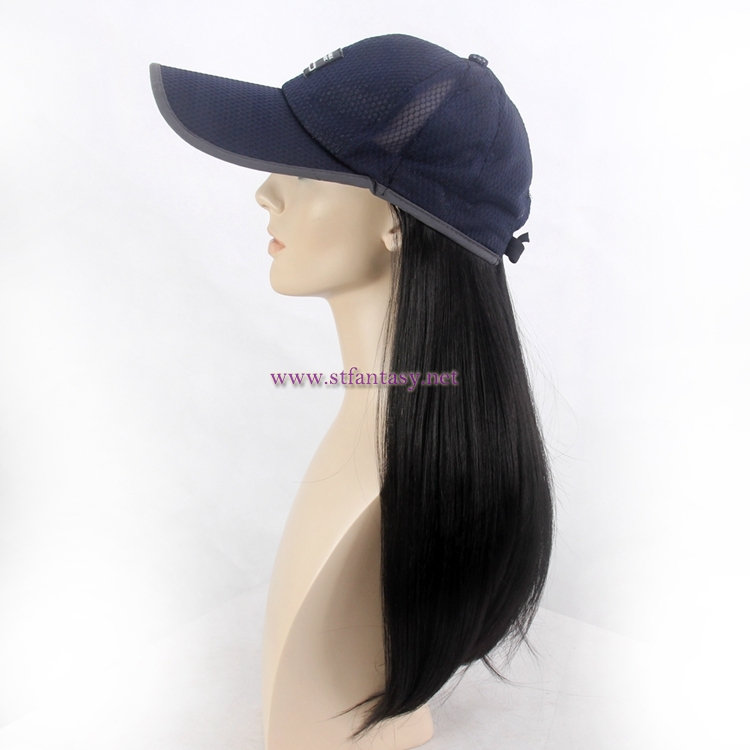 Synthetic Hair Wig From China Wholesale Long Black Straight Hat Wig For Bald Women