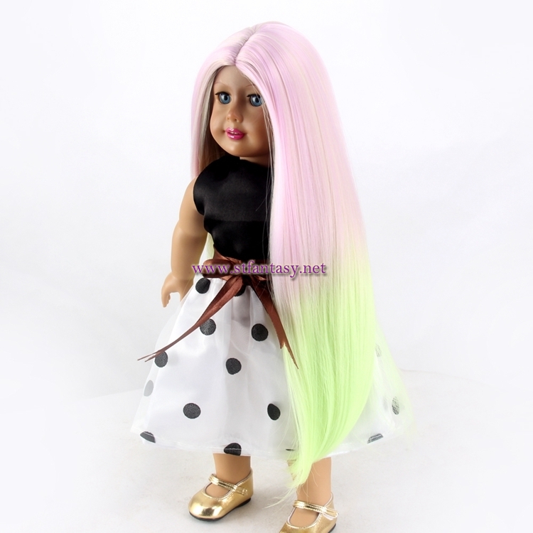 Wholesale Long Straight Synthetic Wig Playful Ombre Pink Mixed Color Doll Wigs For Sale Cheap