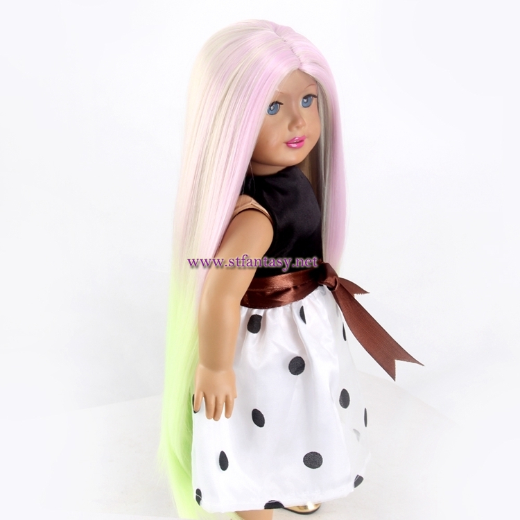 Wholesale Long Straight Synthetic Wig Playful Ombre Pink Mixed Color Doll Wigs For Sale Cheap