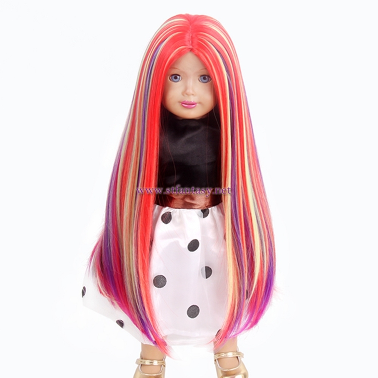 Guangzhou Wig Factory Wholesale Cheap Silky Straight Wave Long Colours Synthetic Hair Wig For Dolls