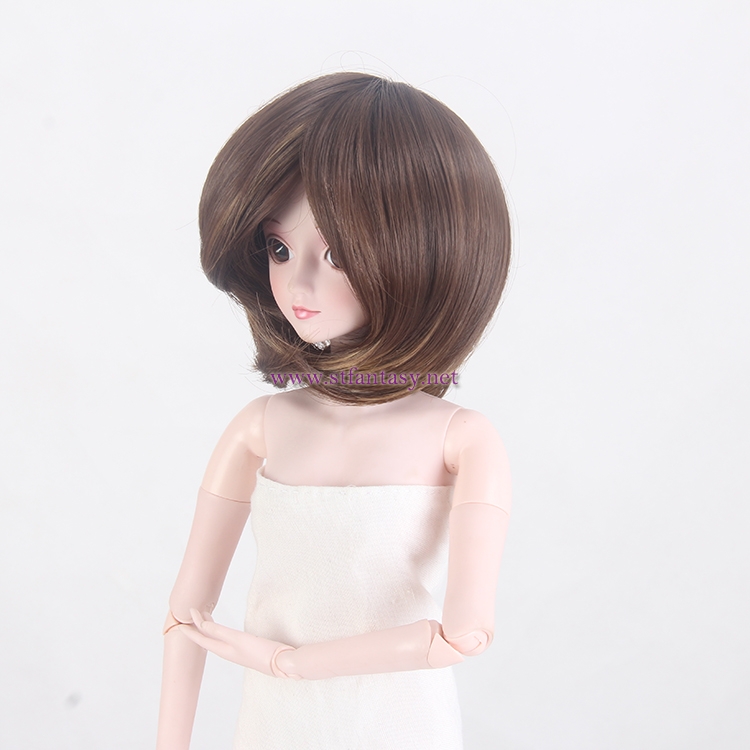 China Wholesale Quality Wigs Luxurious Short Style Brown Synthetic Hair Lovely BJD Doll Wig