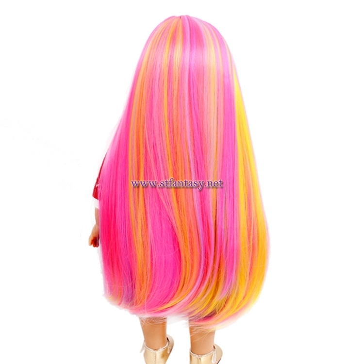 High Quality Long Straight Wigs Colorful Synthetic Hair American Girl Doll Wig
