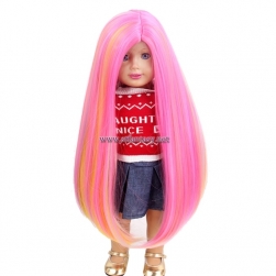 High Quality Long Straight Wigs Colorful Synthetic Hair American Girl Doll Wig