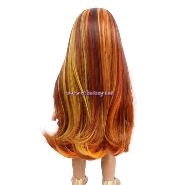 Wholesale Realistic Wigs Cheap Long Straight Hair Brown Mixed Color Doll Wigs For American Girl Doll