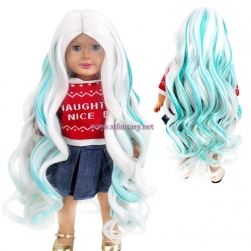 High Quality Synthetic Wigs Doll White Mixed Green Synthetic Hair Long Curly Wig For Doll