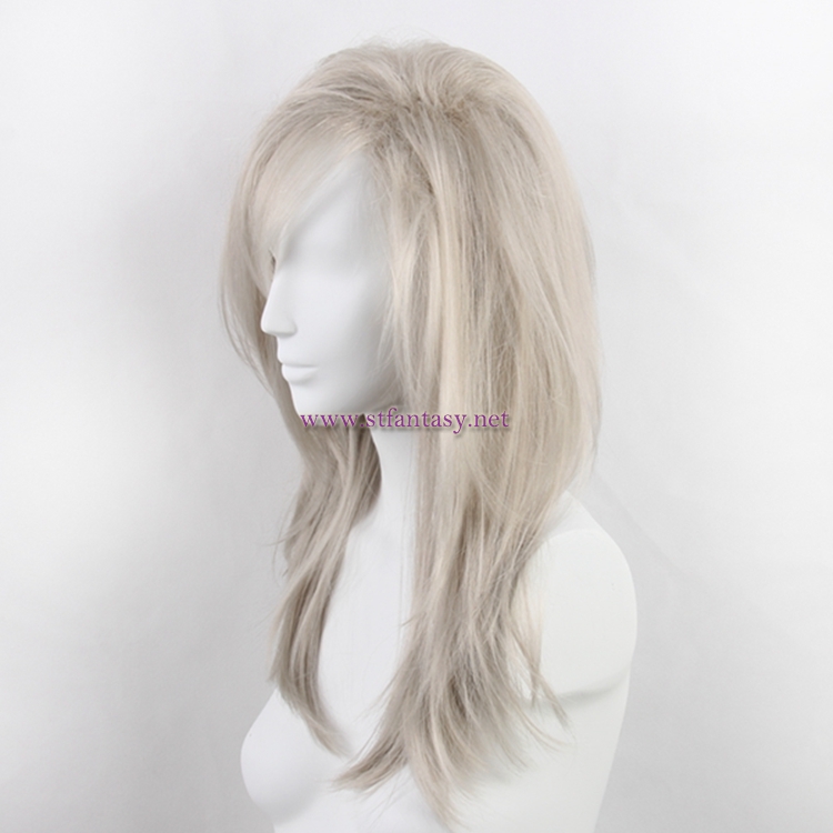 Wholesale Fashion Silver Grey Wig Yaki Long Synthetic Hair Wig For Women