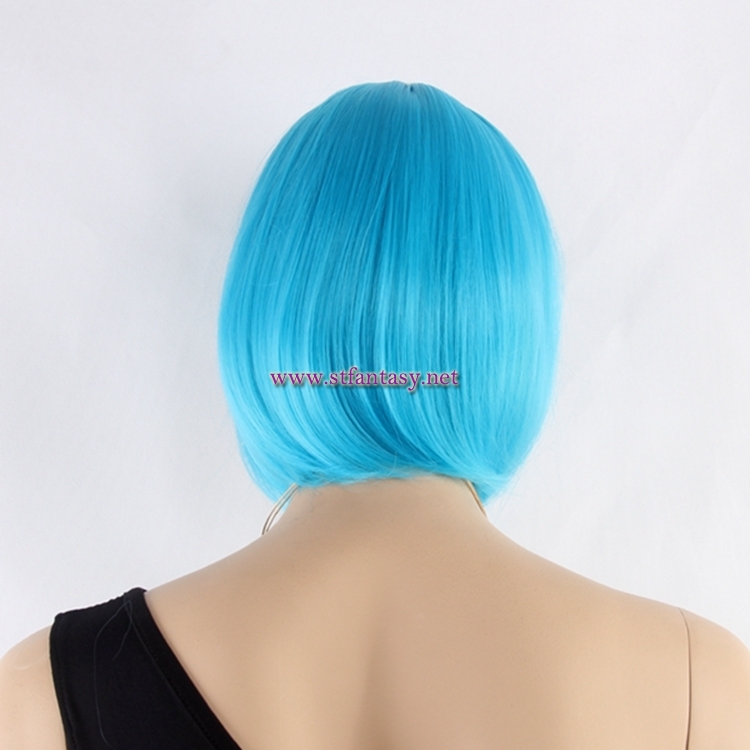 Synthetic Hair Wholesale 12inch Blue Bob Wigs Short Straight Hair Party Wigs For Women