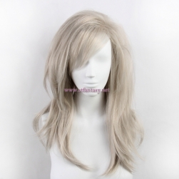 Wholesale Fashion Silver Grey Wig Yaki Long Synthetic Hair Wig For Women