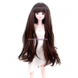 Wig Factory Wholesale Fluffy Long Straight Natural Brown Synthetic Hair Bjd Wig For Dolls