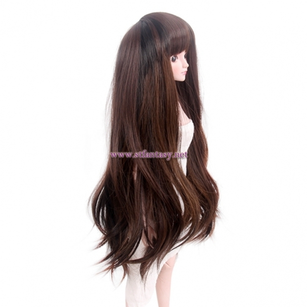 Wig Factory Wholesale Fluffy Long Straight Natural Brown Synthetic Hair Bjd Wig For Dolls