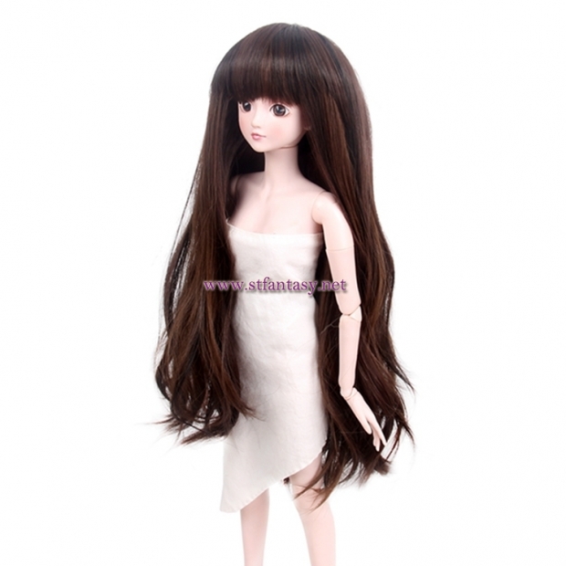 Wig Factory Wholesale Fluffy Long Straight Natural Brown Synthetic Hair Bjd Wig For Dolls