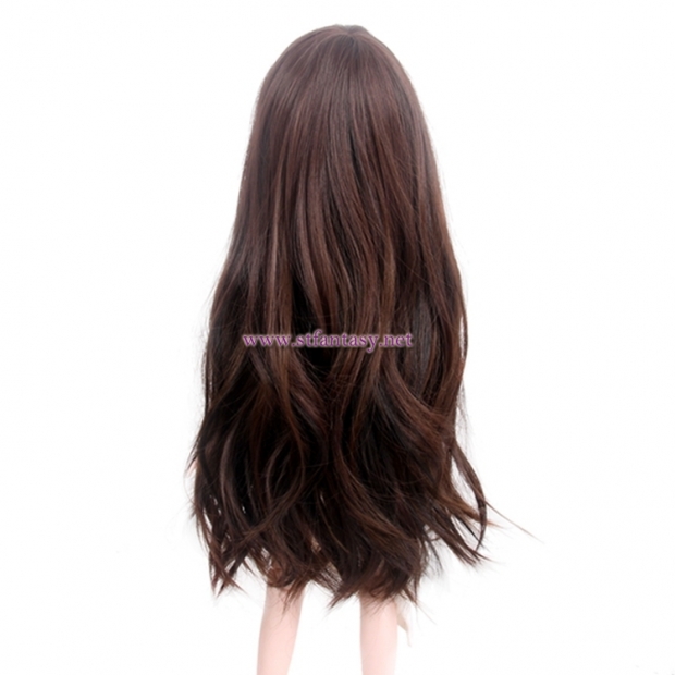 Wig Factory Wholesale Fluffy Long Straight Natural Brown Synthetic Hair Bjd Wig For Dolls