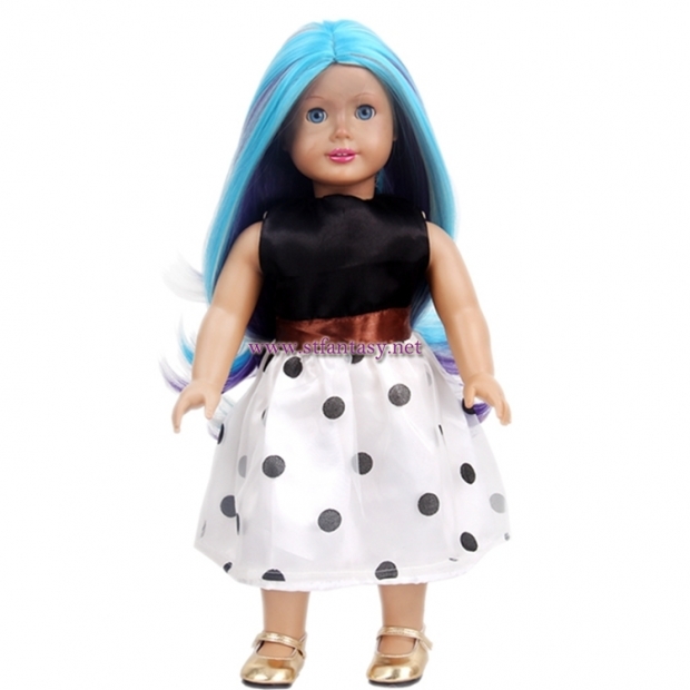 Cheap Wigs Online Wholesale 15inch Long Curly Bule Mixed Color Doll Wig For American Girl