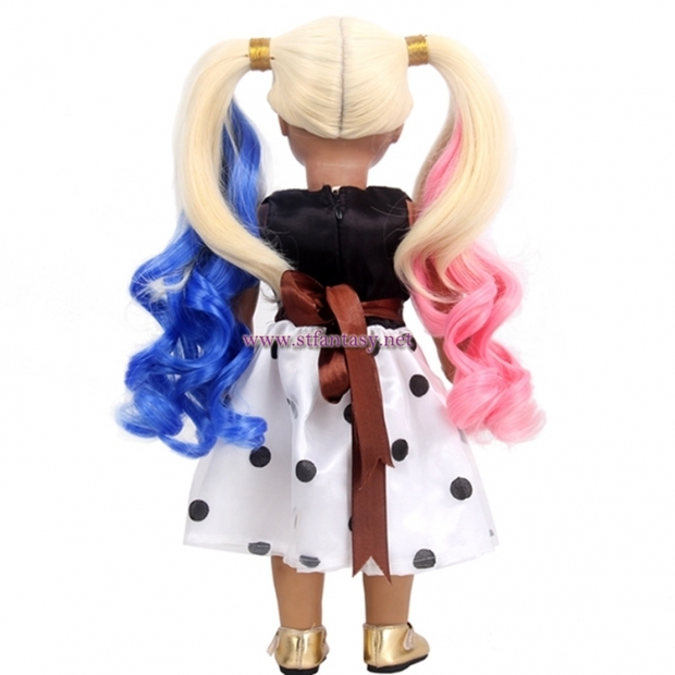Wholesale Harley Quinn Wig Cosplay Lovely Synthetic Hair Two Tone Ponytail Wig For Doll