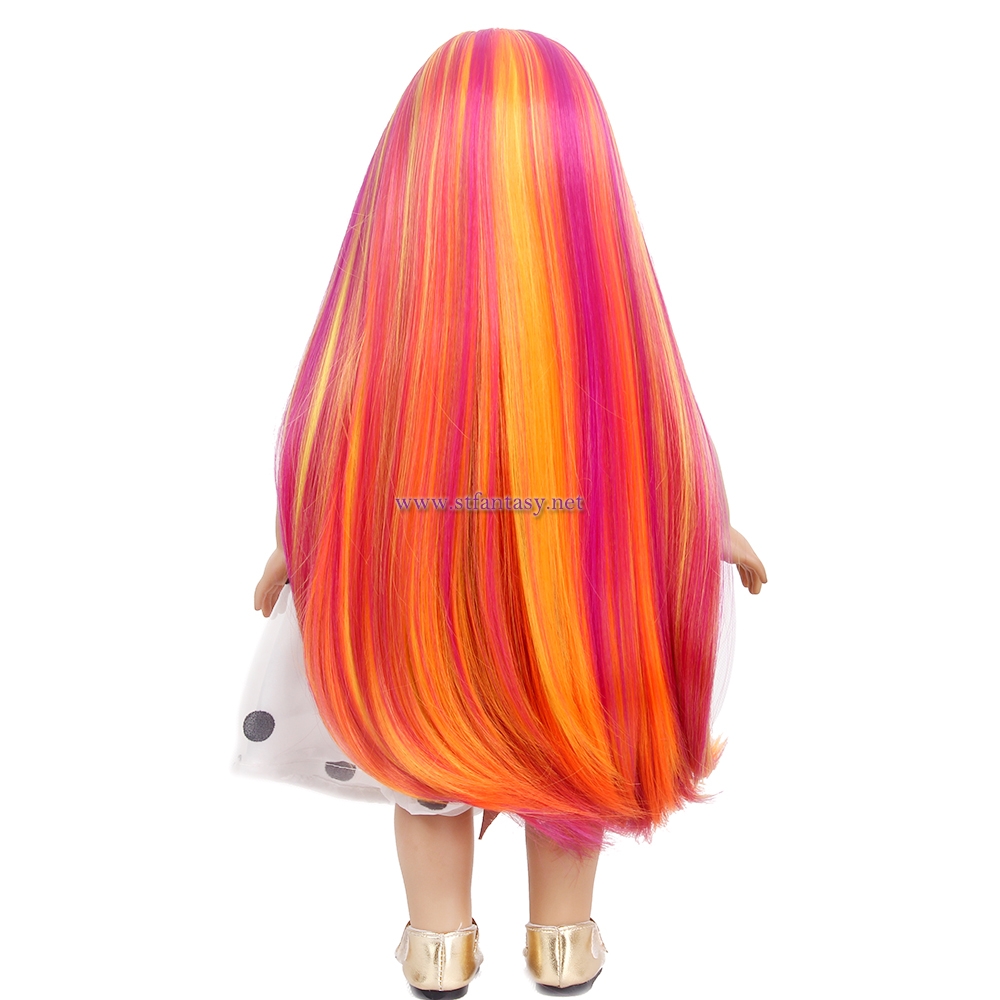 High Quality Wigs Wholesale Pink Mixed Color Straight Long Hair Wig For American Girl Doll