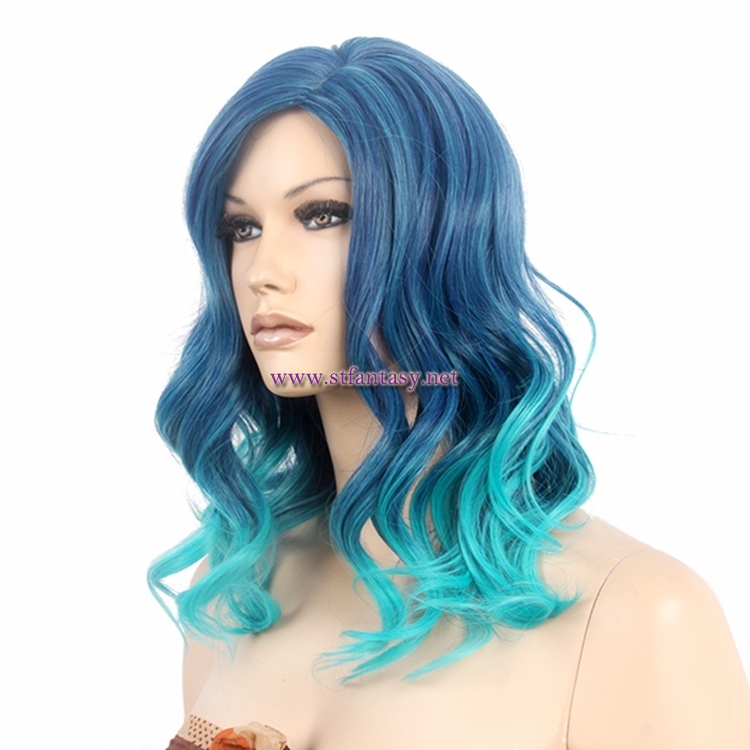 Gradient Blue Wig Heat Resistant Synthetic Hair Non-Mainstream Cosplay Wig For Women