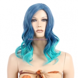 Gradient Blue Wig Heat Resistant Synthetic Hair Non-Mainstream Cosplay Wig For Women