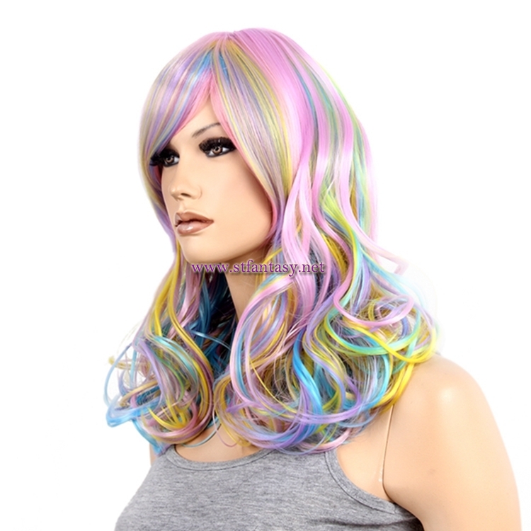 Cosplay Wig Online Wholesale Middle-Long Curly Synthetic Hair Colored Wigs For Party