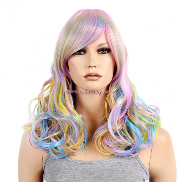 Cosplay Wig Online Wholesale Middle-Long Curly Synthetic Hair Colored Wigs For Party