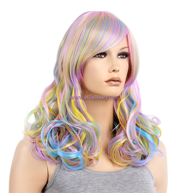 Cosplay Wig Online Wholesale Middle-Long Curly Synthetic Hair Colored Wigs For Party