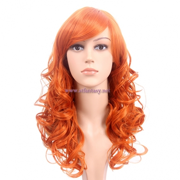 Long Curly Hair Wig Wholesale Golden Brown Synthetic Hair Women Cosplay Wig