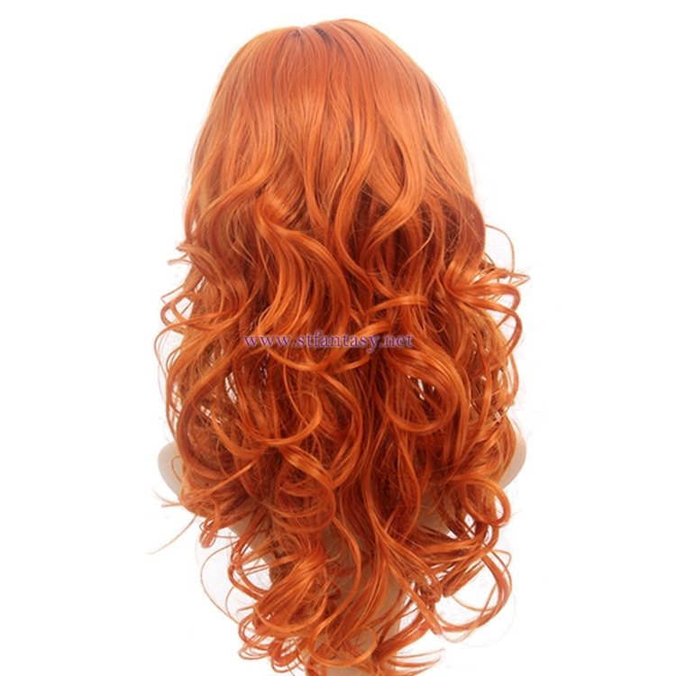 Long Curly Hair Wig Wholesale Golden Brown Synthetic Hair Women Cosplay Wig