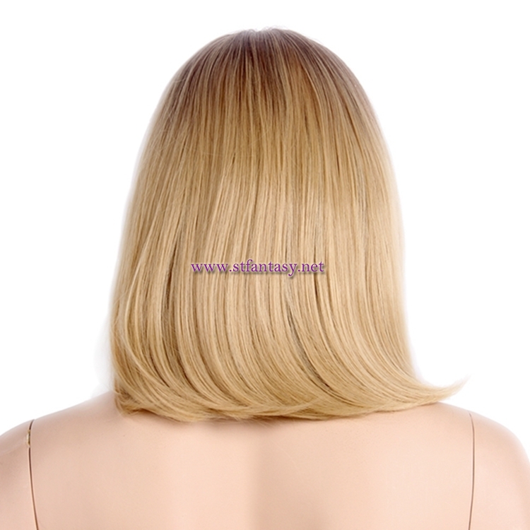 Wholesale Synthetic Blonde Wigs Medium Length Straight Real Hair Wigs For White Women