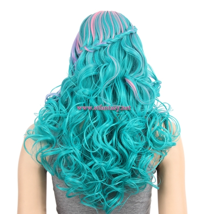 Wholesale Cosplay Wigs Women Long Curly Synthetic Hair Green Wig For Party